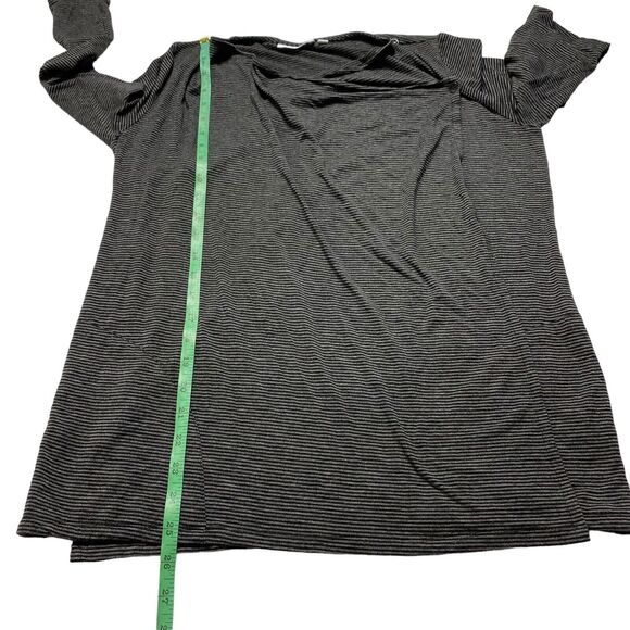 HABITAT CLOTHES TO LIVE IN Gray Black Stripe Rayon Knit Draped Cardigan Small - Picture 9 of 12